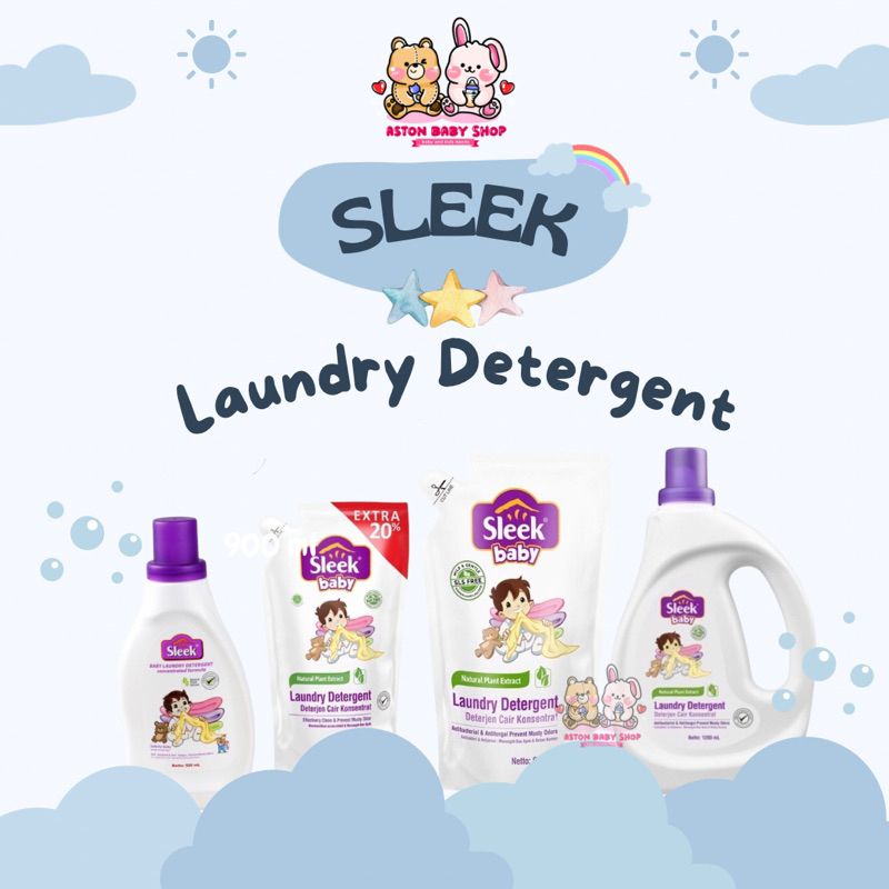 Sleek Baby Laundry Detergent 450 ml / 500 ml / 900 ml Sleek Baby Detergent Refill Sabun Cuci Pakaian Bayi Detergen Bayi