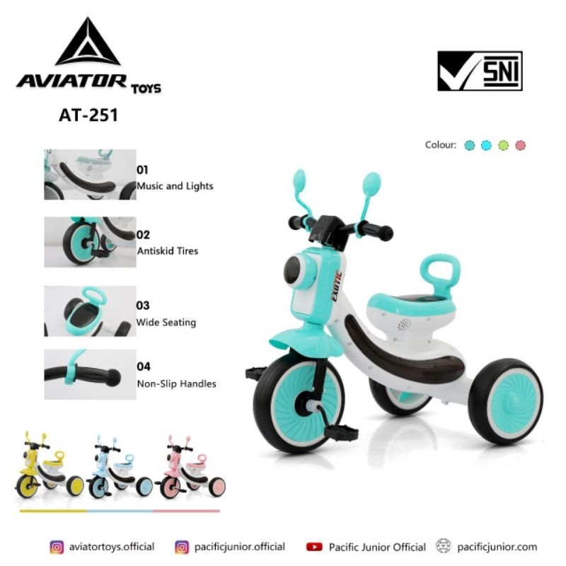 Sepeda Roda tiga Aviator AT251/ada musik/lampu /trycycle