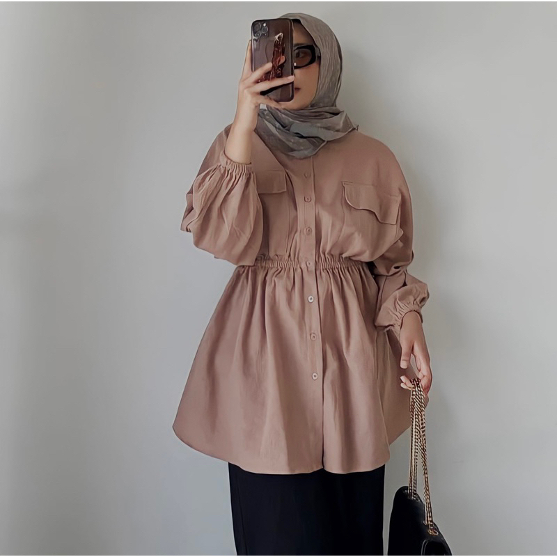 Blouse Polo Linen Busui Oversize Numa