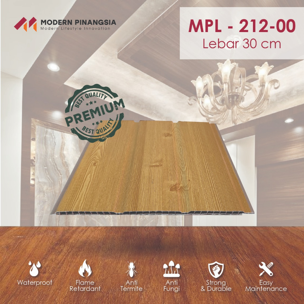 Plafon PVC Tipe MPL.309.212-00 / Modern Plafon Laminate / Motif Kayu Muda