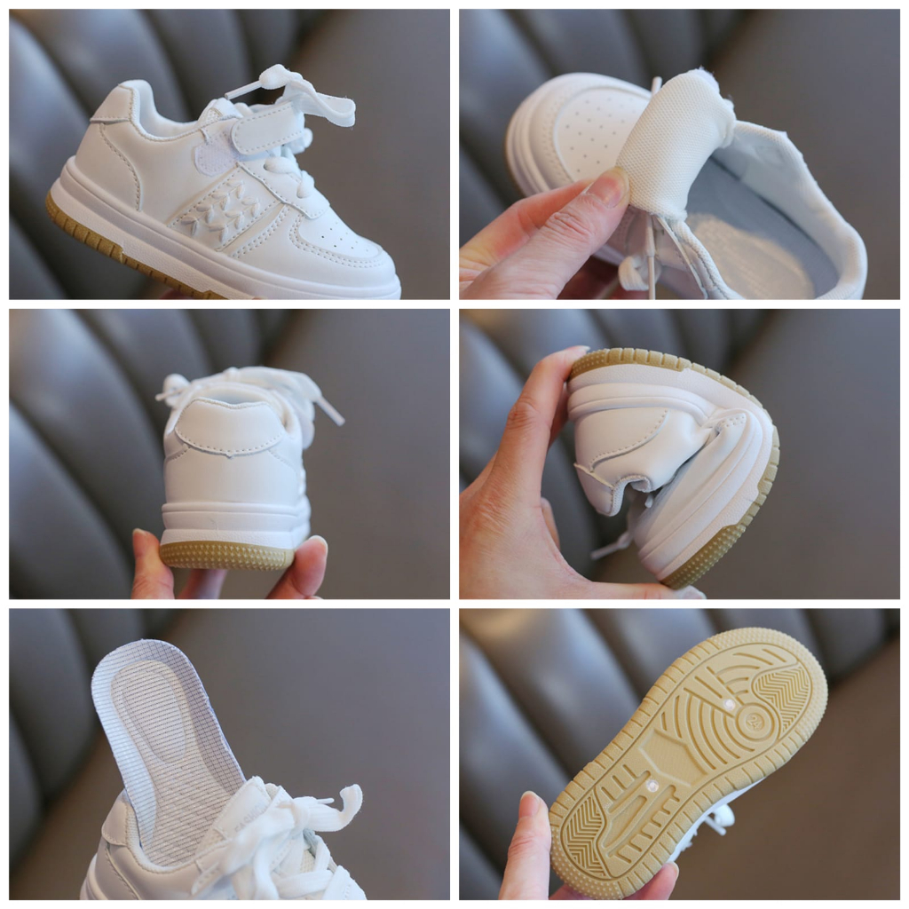 &quot;FREE BOX&quot; SIZE 21-35  Sepatu Sneakers Anak  Putih Motif Kepang Tali / Sepatu Anak Laki-laki Perempuan Casual Trendy LV0308