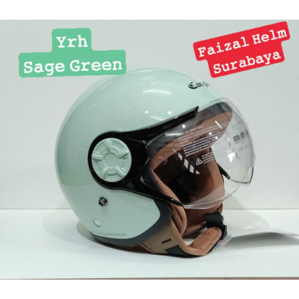 HELM CARGLOSS YRH HIJAB SOLID SAGE GREEN FRAME HITAM DAN PUTIH ORIGINAL