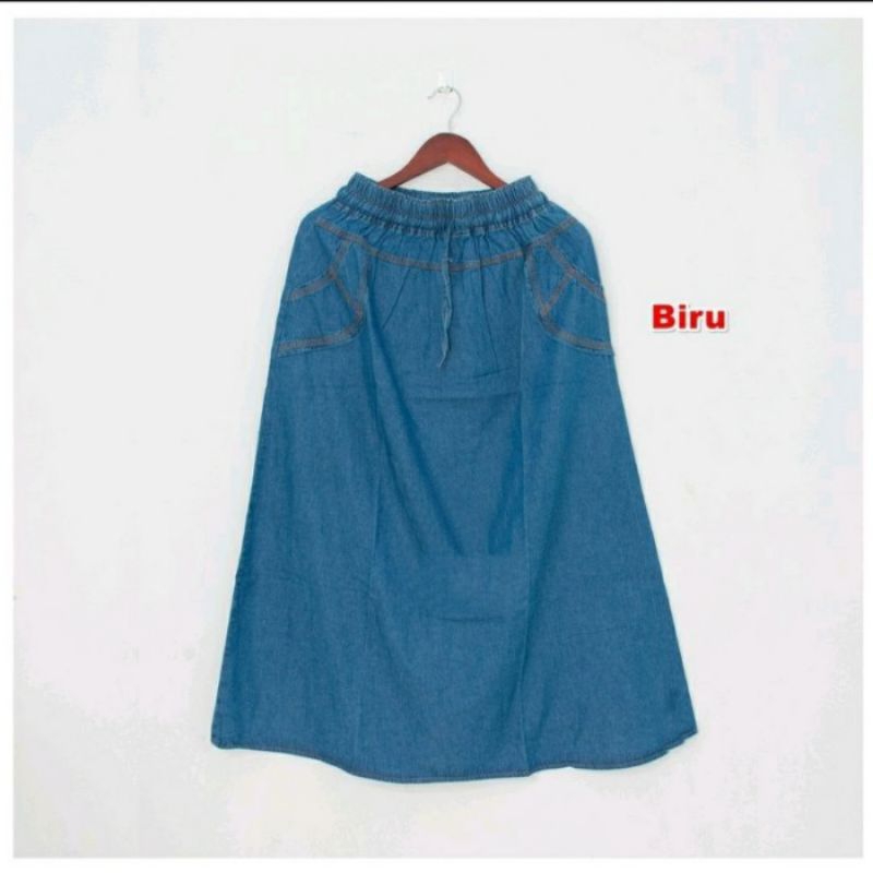 Rok Jeans / Rok  Panjang wanita / Rok Jeans Panjang / Rok Jeans Murah / Rok Jeans Wanita model A bah