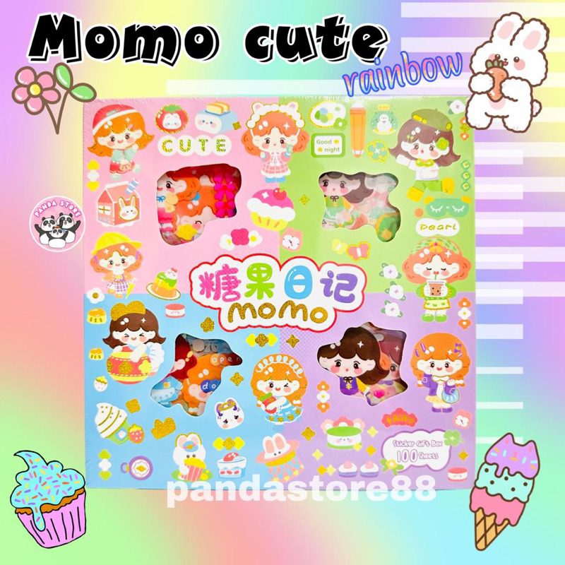 Stiker NEW MOMO CUTE SWEET SENMU 100pc wateeproof PVC premium quality