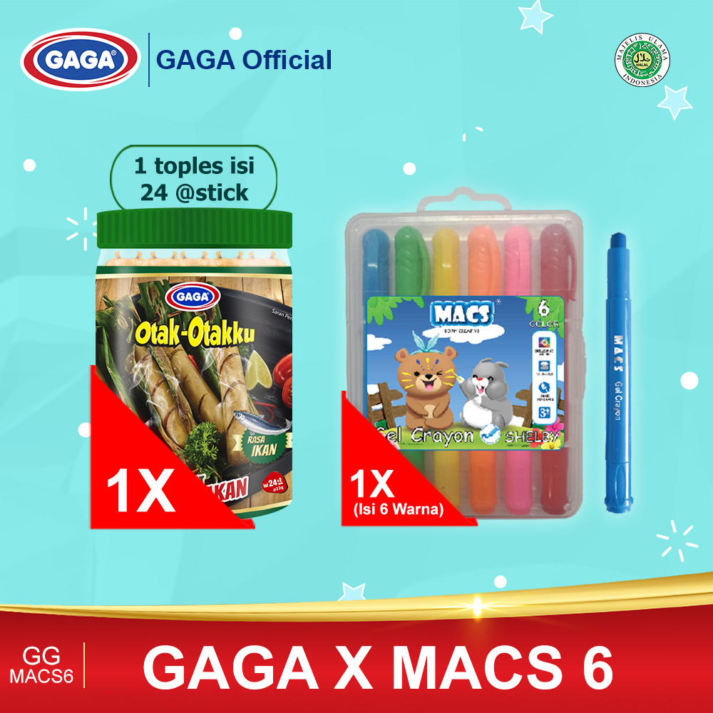 

GAGA Otak - Otakku 1 Toples & MACS Gel Crayon Isi 6 Warna (GAGA X MACS 6)