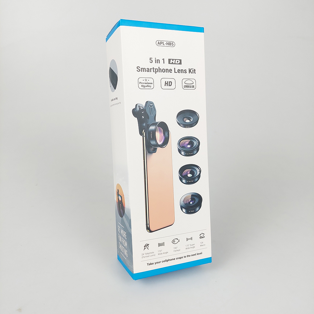 APEXEL Lensa Kamera Smartphone Universal Clip 5 in 1 Lens Kit - APL-HB5 - Black