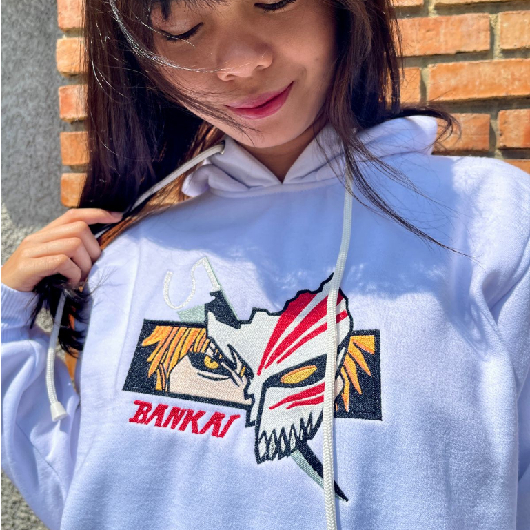 Hoodie Ichigo Bankai Embroidery Anime Manga Bleach Premium Unisex