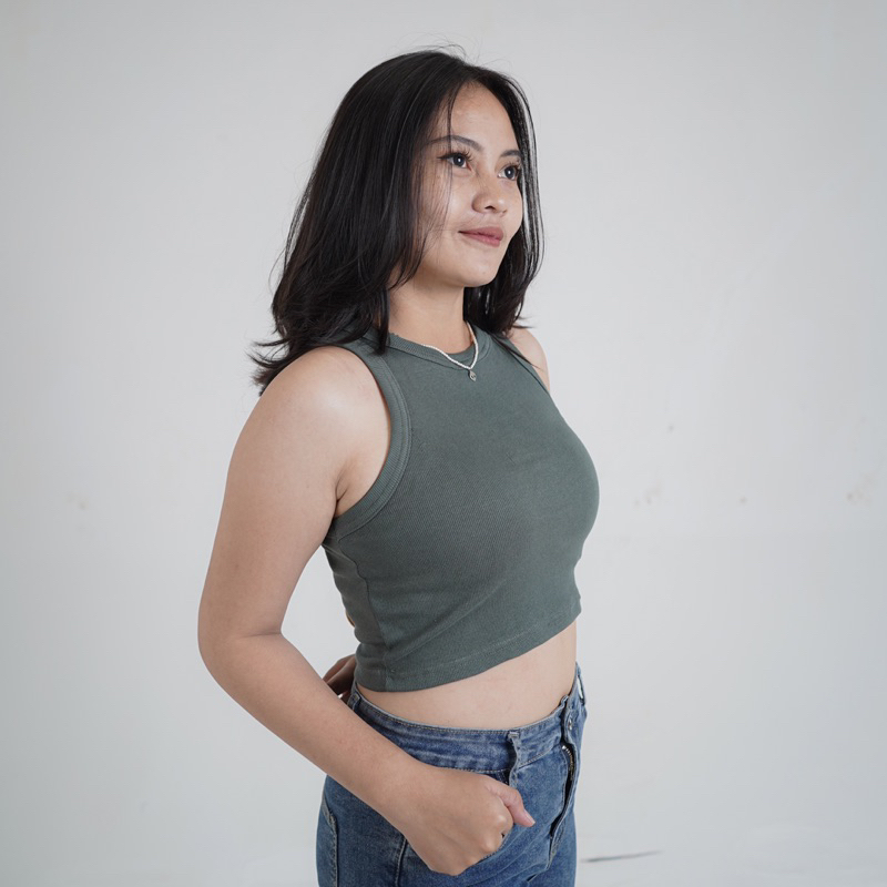 Atasan Tanktop Ribb Halter Tanktop Premium Piick.me