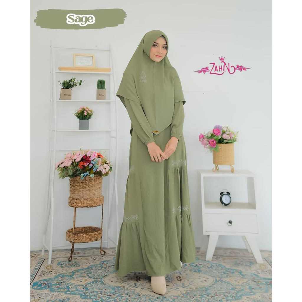 Gamis Zahin Original/ Maharani Set Syar'i/ Gamis Cantik Matt Cringkle