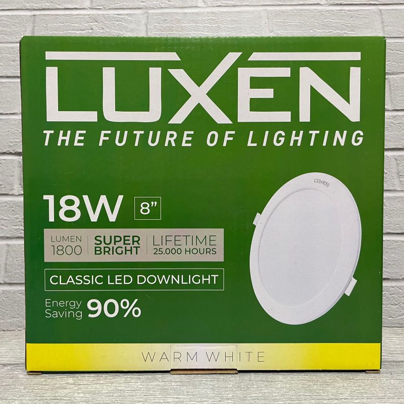 LUXEN CLASSIC DOWNLIGHT LED PANEL 18W INBOW IB BULAT TANAM DALAM PLAFON PUTIH COOL DAYLIGHT 6500K KUNING WARM WHITE 3000K NATURAL SEMU 4000K BERGARANSI 1 TAHUN BAGUS KUALITAS TERJAMIN