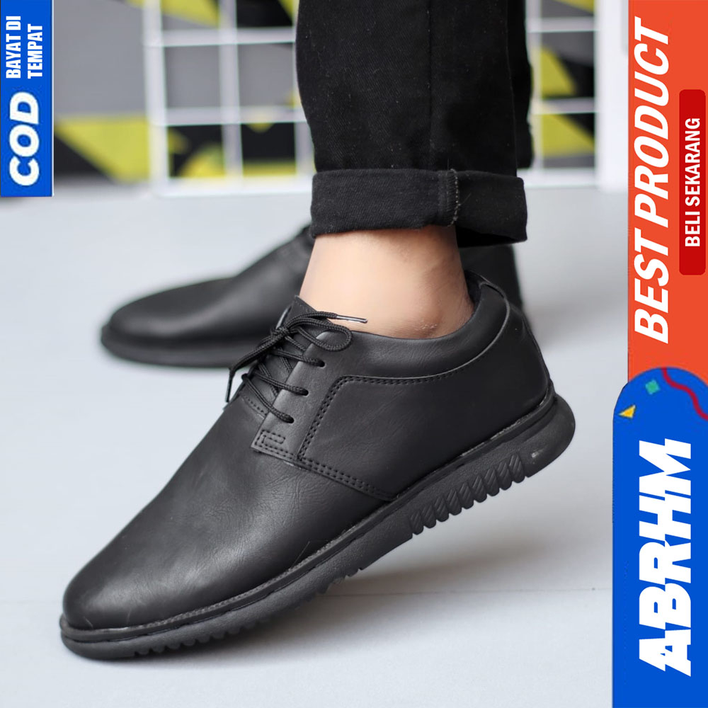 ABRHM Casual Sepatu Formal Oxford Pantofel Hitam Pria