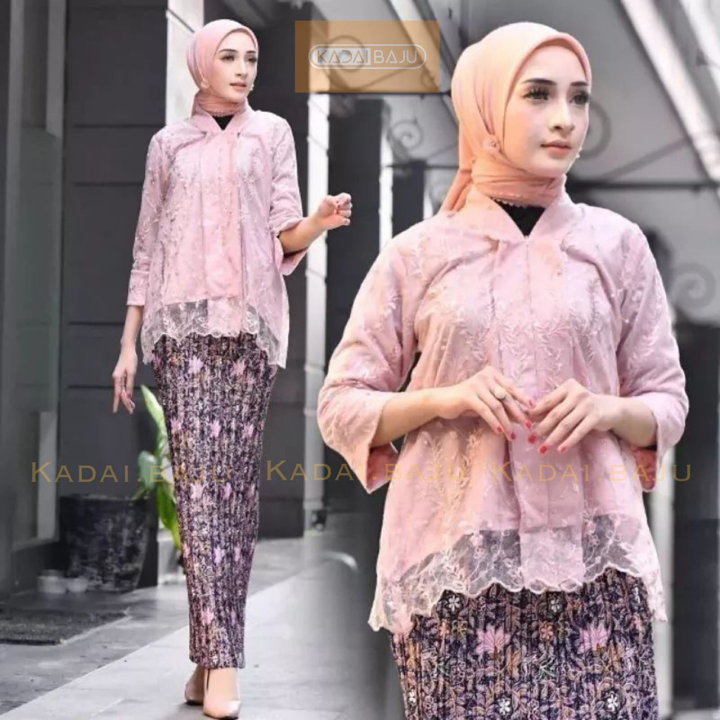 Tunik Kebaya blouse floy tulle mutiara | Kebaya modern | Baju brukat modis dan cantik | Baju kondangan tunangan pesta pernikahan