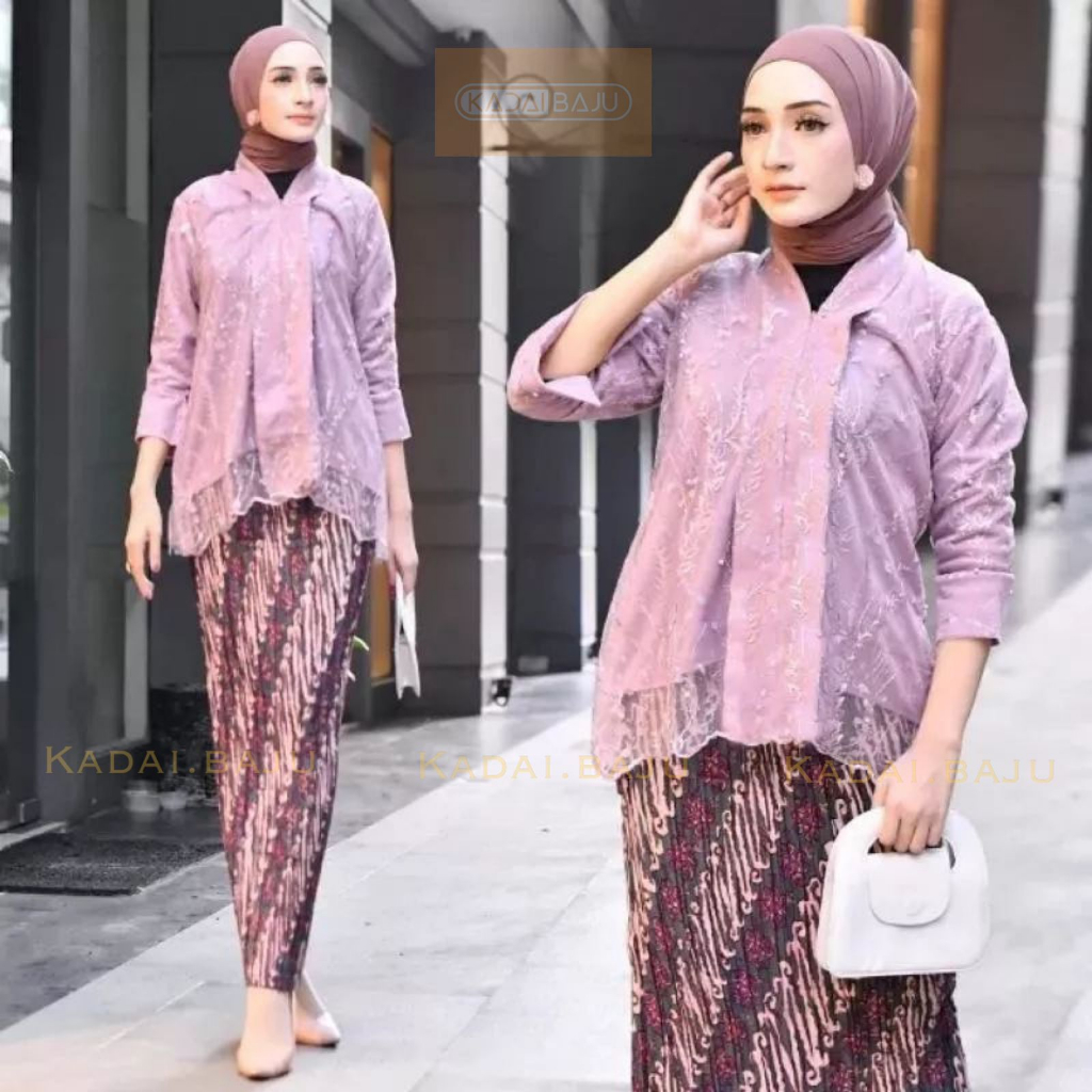 Tunik Kebaya blouse floy tulle mutiara | Kebaya modern | Baju brukat modis dan cantik | Baju kondangan tunangan pesta pernikahan