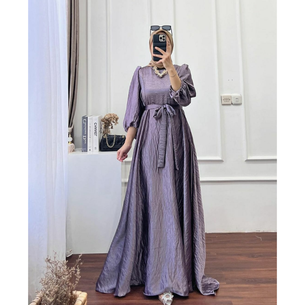 UNAYA DRESS BAHAN SANTORINI SILK (READY STOCK), DRESS KONDANGAN, DRESS MEWAH, PREMIUM DRESS, DRESS WANITA, DRESS TERBARU 2022, DRESS MURAH, DRESS WANITA TERBARU 2023