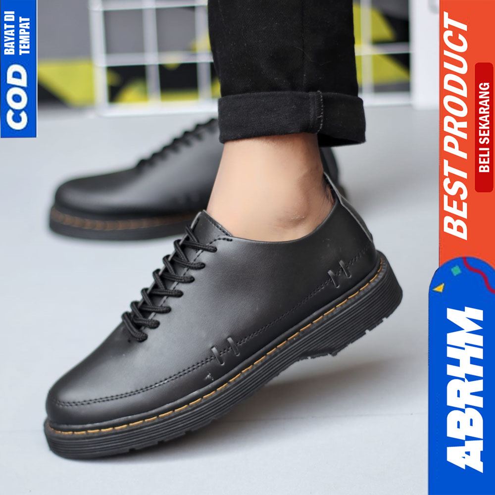 ABRHM Sepatu Formal Pantofel Docmart Hitam Pria