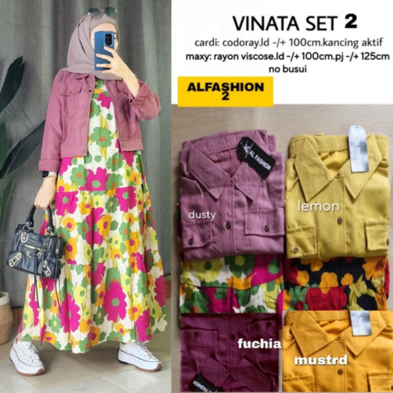 VINATA SET #2 BY ALFASHION / SET WANITA MUSLIMAH / Setelan dress LD +-100