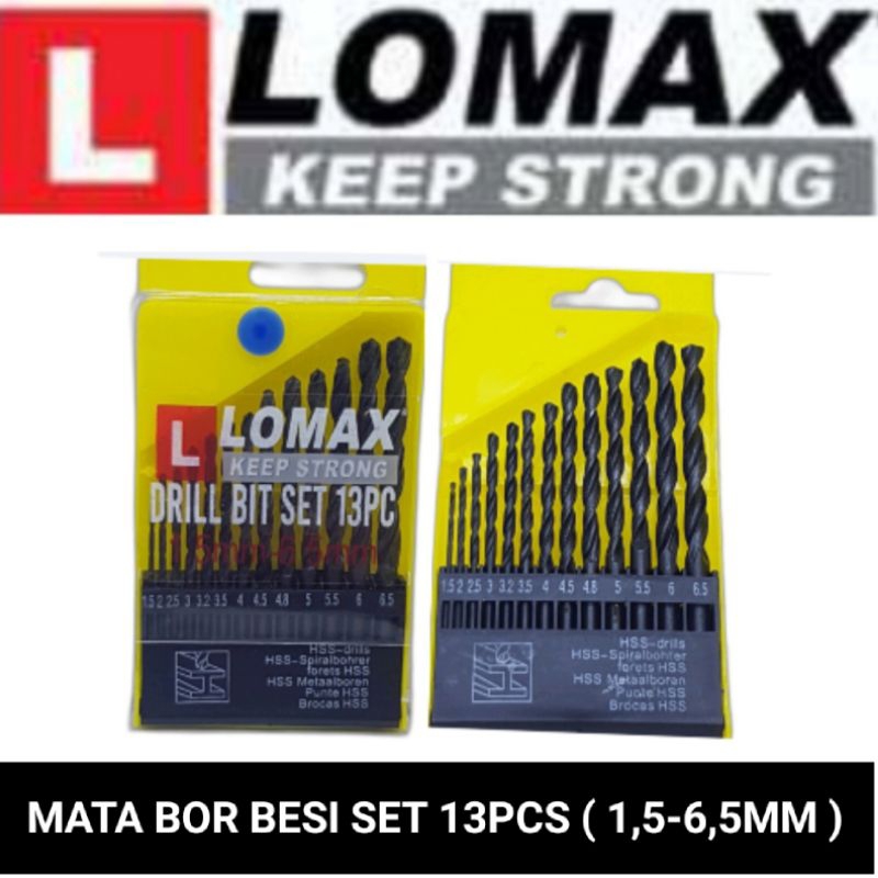 mata bor besi / aluminium / kayu set 13pcs 1,5-6,5mm LOMAX