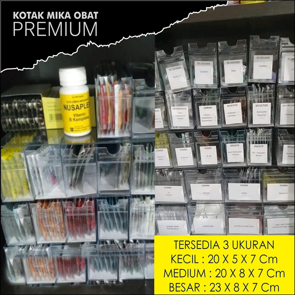 Kotak Mika Plastik Apotek 5 cm Kecil Kotak Mika Rumah Sakit Kotak Obat Klinik Premium 20x7x5