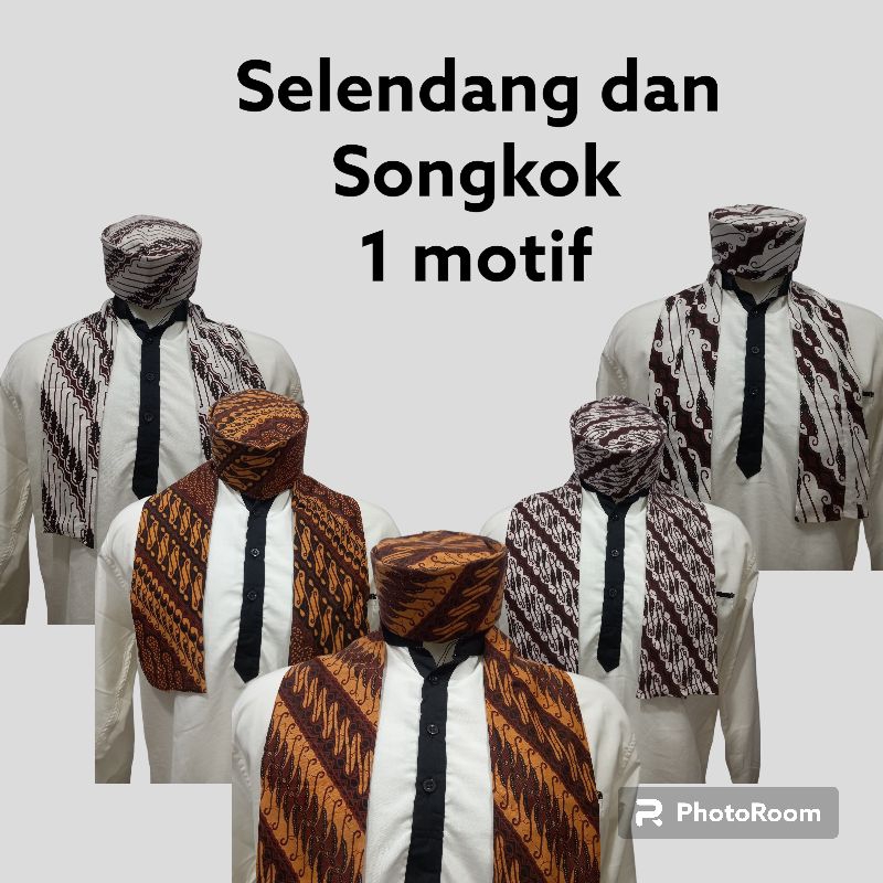 Songkok Batik Dan Selendang Cukin Batik Motif Sama Pakaian Adat Betawi