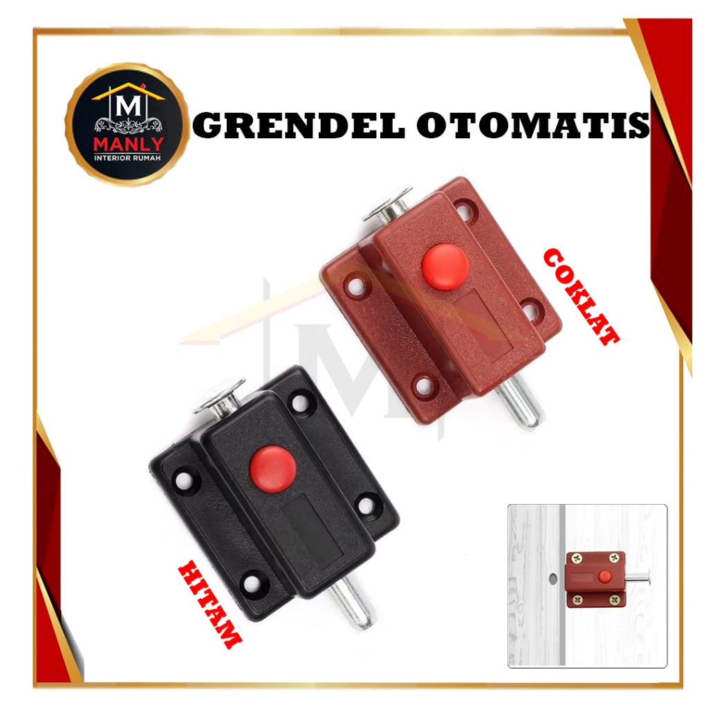 Grendel Tekan / Grendel Pencet / Grendel Pencet Tekan Otomatis Coklat &amp; Hitam