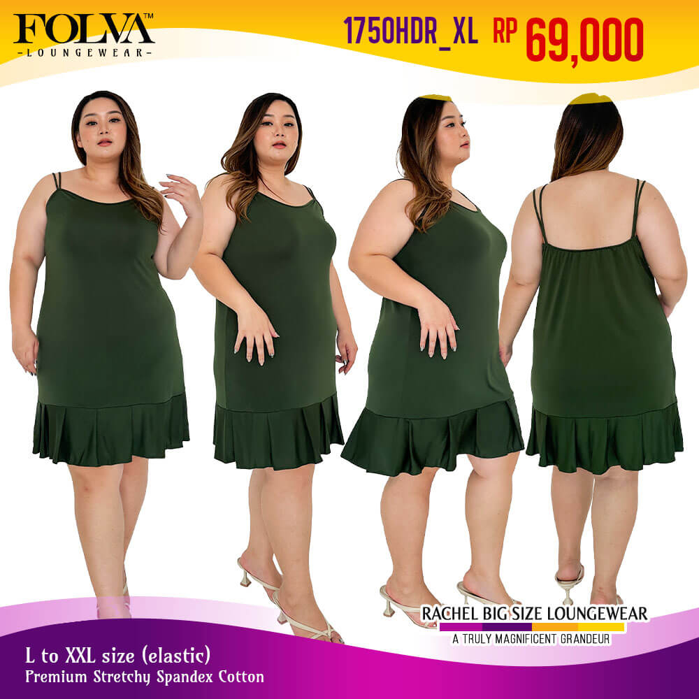 FOLVA tanktop dress panjang baju tidur spandex melar big size XL jumbo