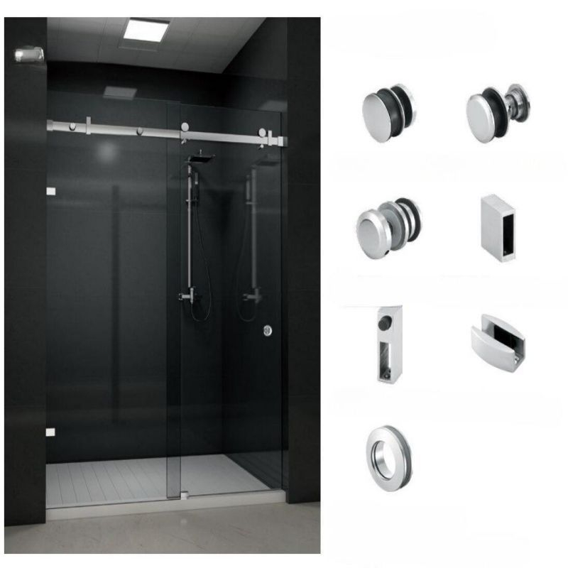 Aksesoris Shower Box Kaca 304 Stainless Steel Sliding Pintu Kaca Shower Screen Rel Sliding Track Pintu Kaca Shower Screen