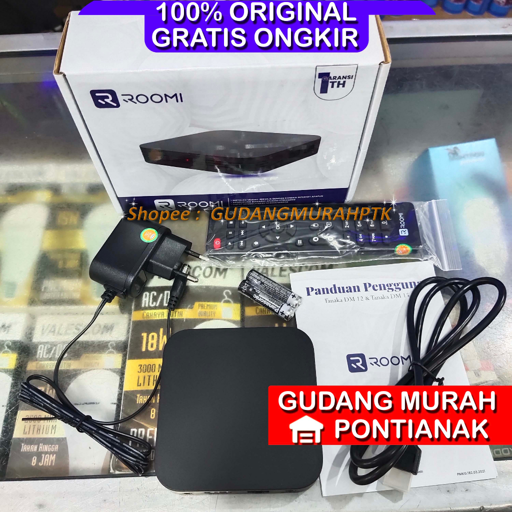 Android Box TANAKA AAA MENGUBAH TV JADI SMART bisa Screen Mirror Streaming Youtube browser video.com dan lain lain High Speed USB 2.0 mendukung 4K x 2K display QUAD CORE procecor GPU Penta mali450 1GB + 8GB Roomi