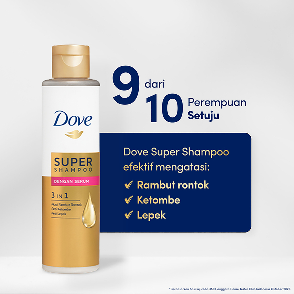 Dove 3 IN 1 SERUM Super Shampoo 125ml - Atasi Rambut Rontok, Ketombe, Rambut Lepek