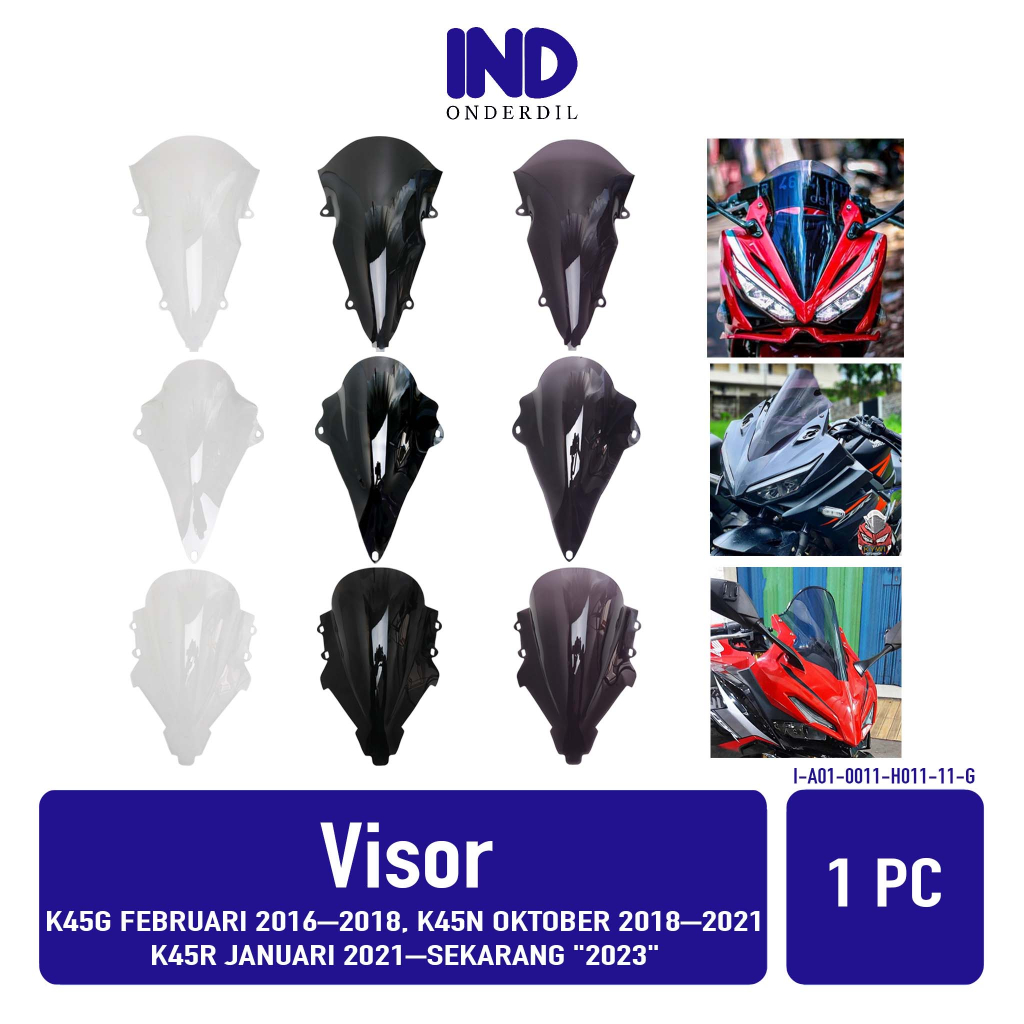 Visor CBR 150R K45G K45N K45R Facelift New 2016 2017 2018 2019 2021 2022 2023 Windshield Winsil Winshild Wind Shield Sil Shild Hitam Bening Ribben Riben Smoke CBR150R 150 R