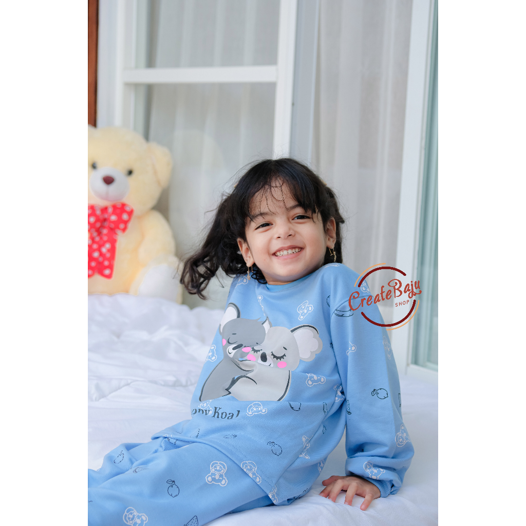 PIYAMA ANAK PEREMPUAN MOTIF HAPPY KOALA 1-10 TAHUN BAJU TIDUR ANAK LENGAN PANJANG TERMURAH