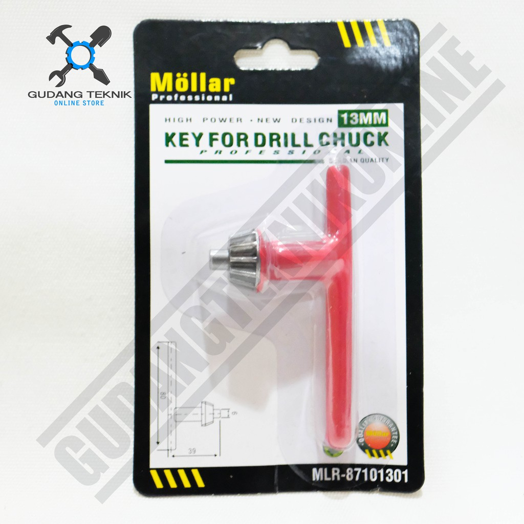 Kunci Kepala Bor 13mm MERAH MOLLAR / Key For Drill Chuck Kunci Bor Kunci Mesin Bor 13mm MERAH MOLLAR