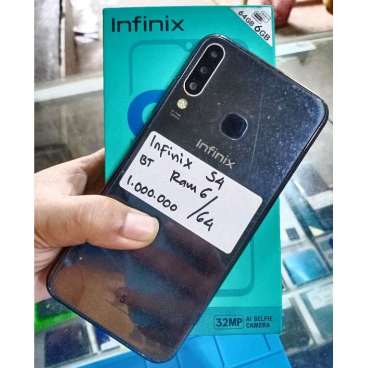 Hp Bekas Infinix S4 Second, Ram 6/64 Gb, Garansi Resmi, Fullset / Lengkap