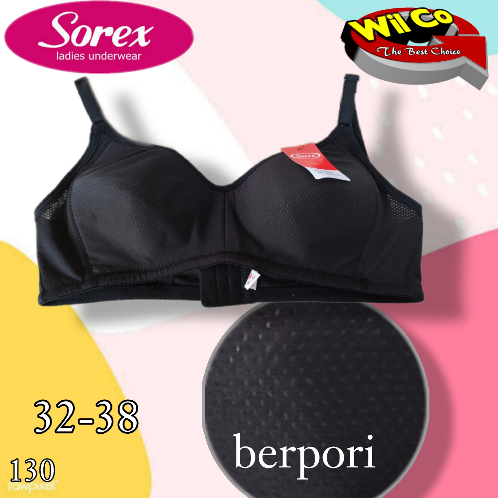 K130 - BRA WANITA SOREX TANPA KAWAT TANPA BUSA DUA PENGAIT CUP B SIZE 32 - 38