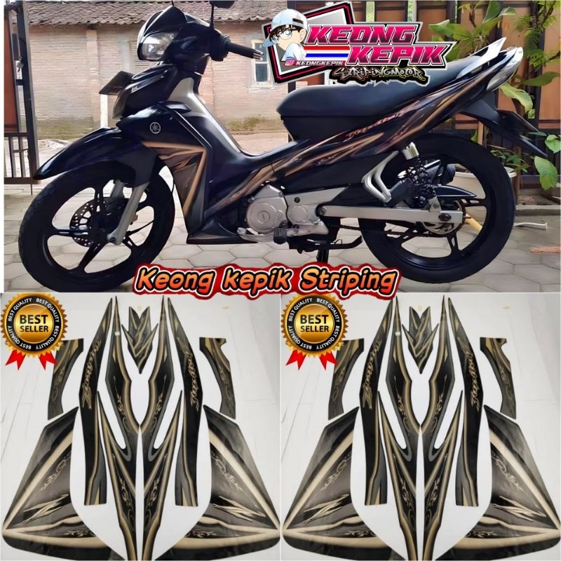 (BISA COD) STRIPING STIKER LIS BODY MOTOR YAMAHA JUPITER Z1 2010 STANDAR ORI GOLD HITAM