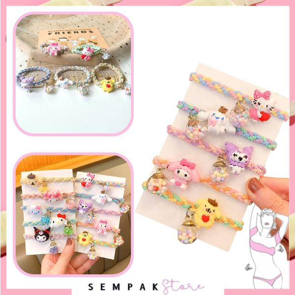 SS Ikat Rambut Anak Kepang Elastis Karakter Kity Model Gelang Kunciran Rambut Fashion Korea Karet Rambut Fashion Hair Accessories Murah Import