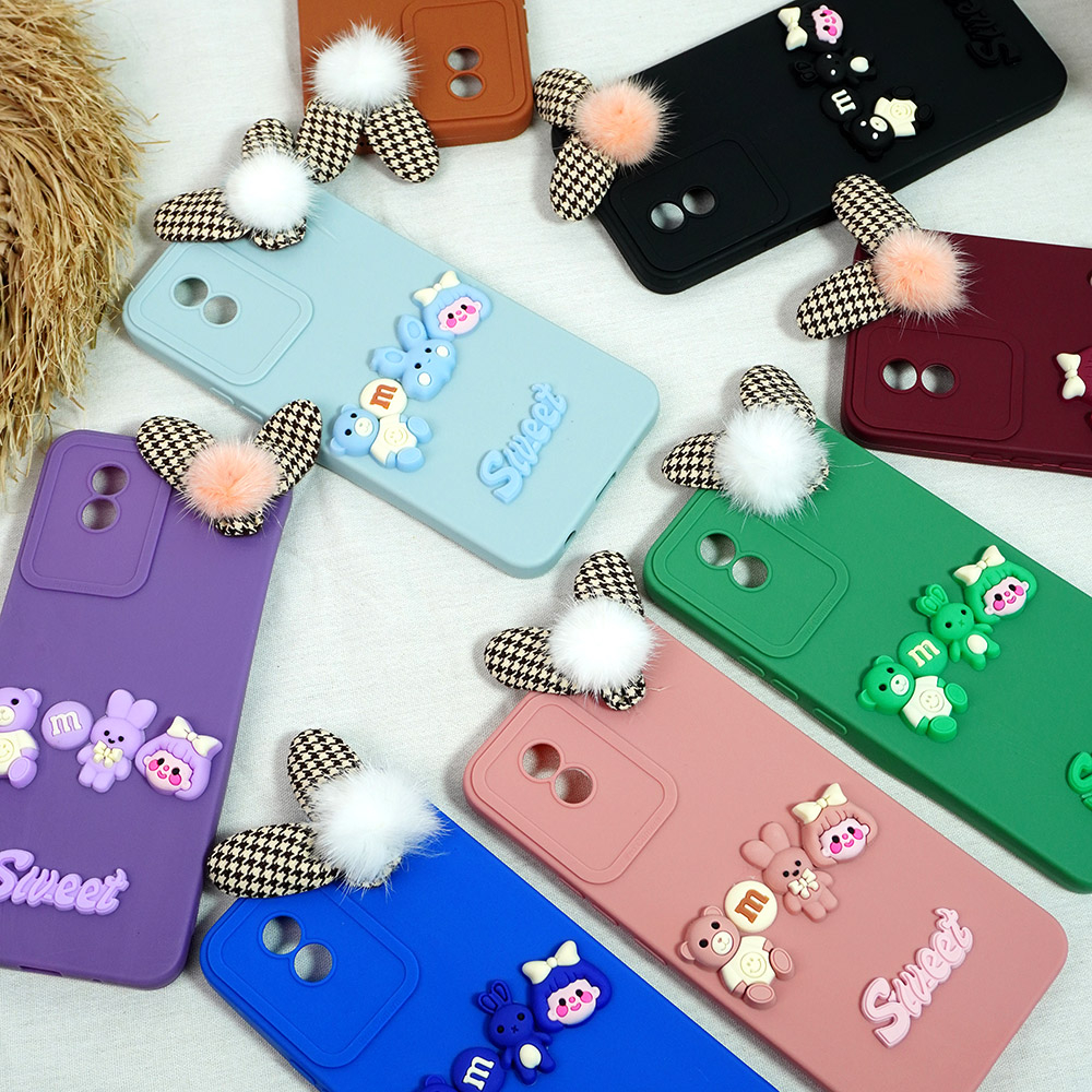 CASE SAMSUNG A04 A04E A14 5G A23 OPPO A15 A17 A3S A54 A57 2022 A7 A9 2022 REALME C33  C55 VIVO Y02 Y15S Y16 Y17 Y20 Y21S XIAOMI NOTE 10 11 12C SOFTCASE HANDPHONE LUCU CASE BONEKA TIMBUL 3D SJ 3D PITA