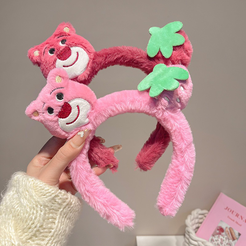 Delunashop Bando Karakter Telinga Bear lasto Lucu Korea Headband Bandana Ikat Kepala Cuci Muka Wanita Beruang Stroberi Mewah Ikat Kepala Jepit Rambut Import Lucu Hiasan Kepala