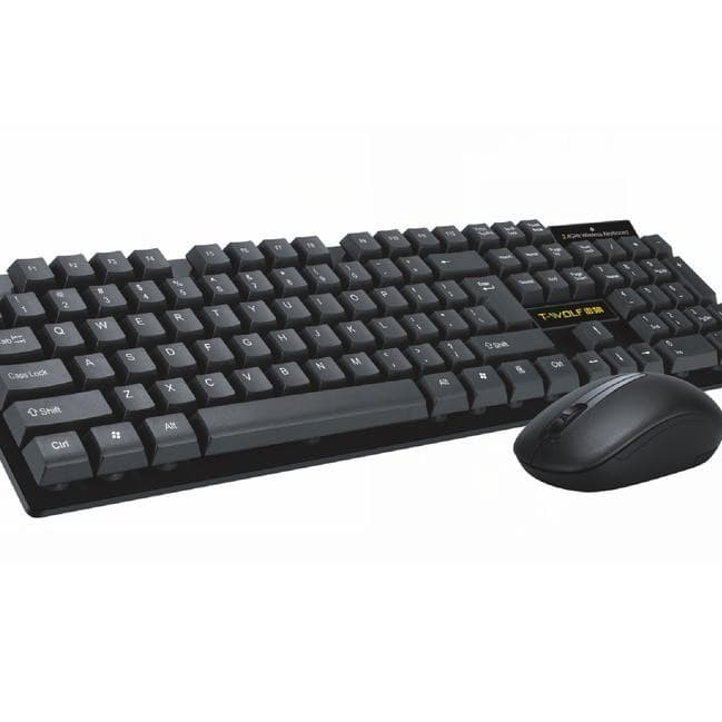 Keyboard mouse t-wolf wireless 2.4ghz combo membrane fullsize 104 keys 1600dpi optical tf-100 - Twolf tf100