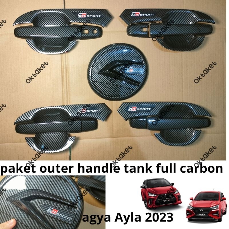 paket outer handle tank cover Agya Ayla 2023 2024 2025 Gr Sport Hitam Chrome carbon