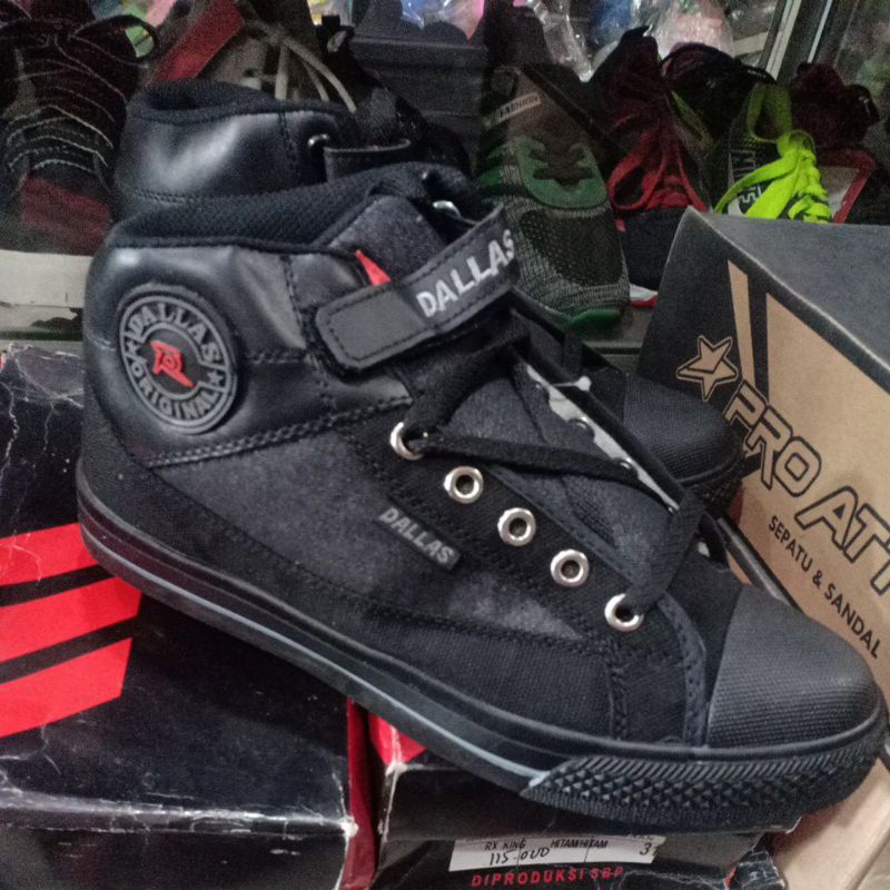 sepatu sekolah boot dallas original tali bahan kanvas