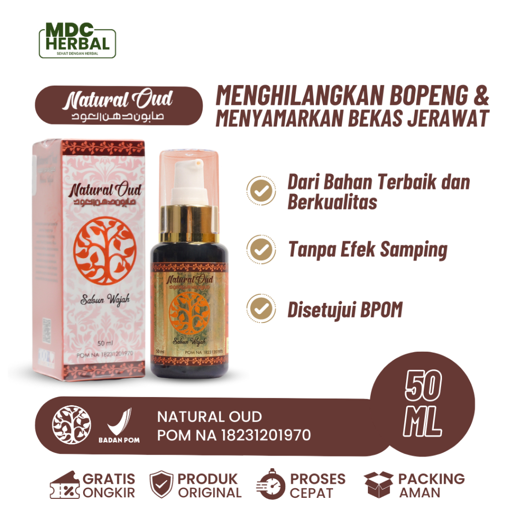 Natural Oud Sabun Wajah - Sabun Cuci Muka Penghilang Bopeng Jerawat dan Bekas Jerawat Bekas Cacar Sa