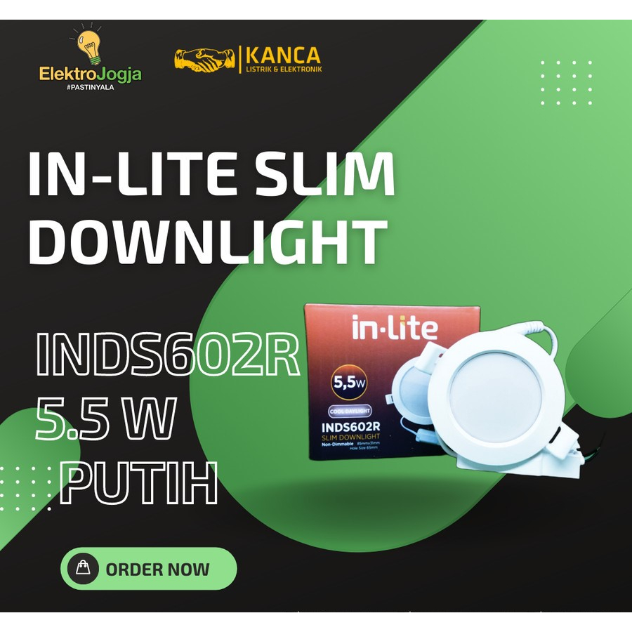 LAMPU LED PLAFON INLITE SLIM DOWNLIGHT 5.5 WATT INDS602R PUTIH