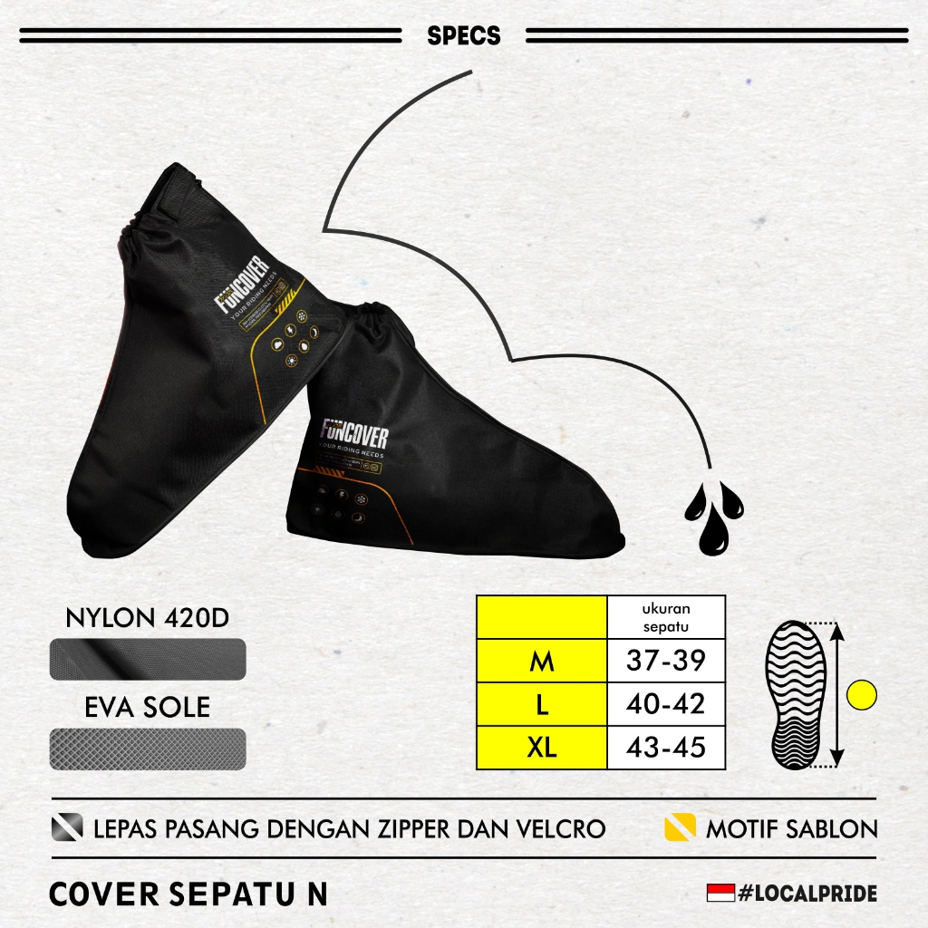 Cover mantel pelindung sepatu jas hujan waterproof anti air by Funcover