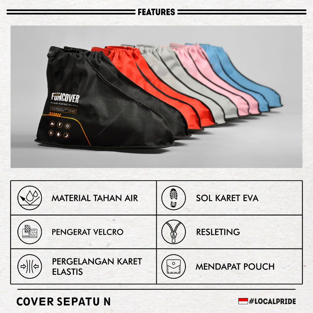 Cover mantel pelindung sepatu jas hujan waterproof anti air by Funcover