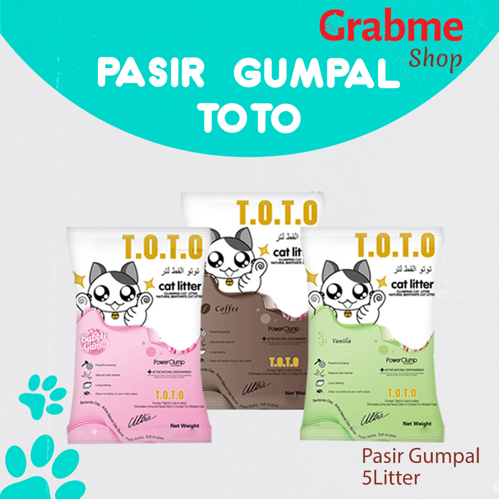 Pasir Kucing gumpal wangi TOTO 5 L pasir wangi gumpal