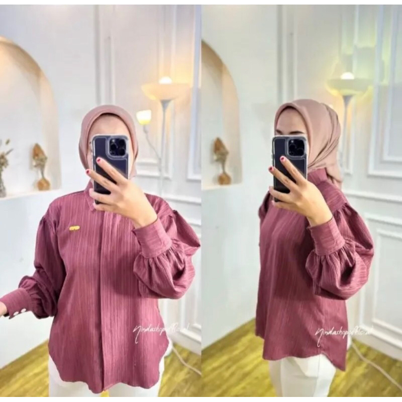 DS - Kemeja Lady Crush Lengan Balon Lalita Atasan Blouse Wanita Lady Crush - Kemeja Viral Kekinian Wanita