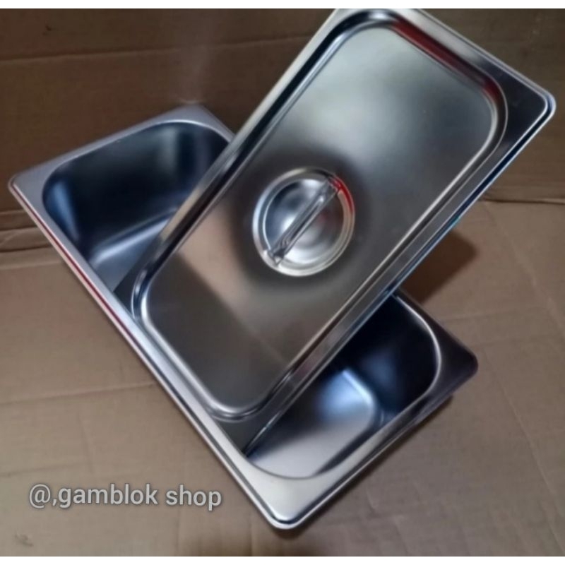 Wajan Penggorengan Kotak/Food Pan Plus Tutup Stainless Steel P53xL33xT10cm Tebal 1.0mm