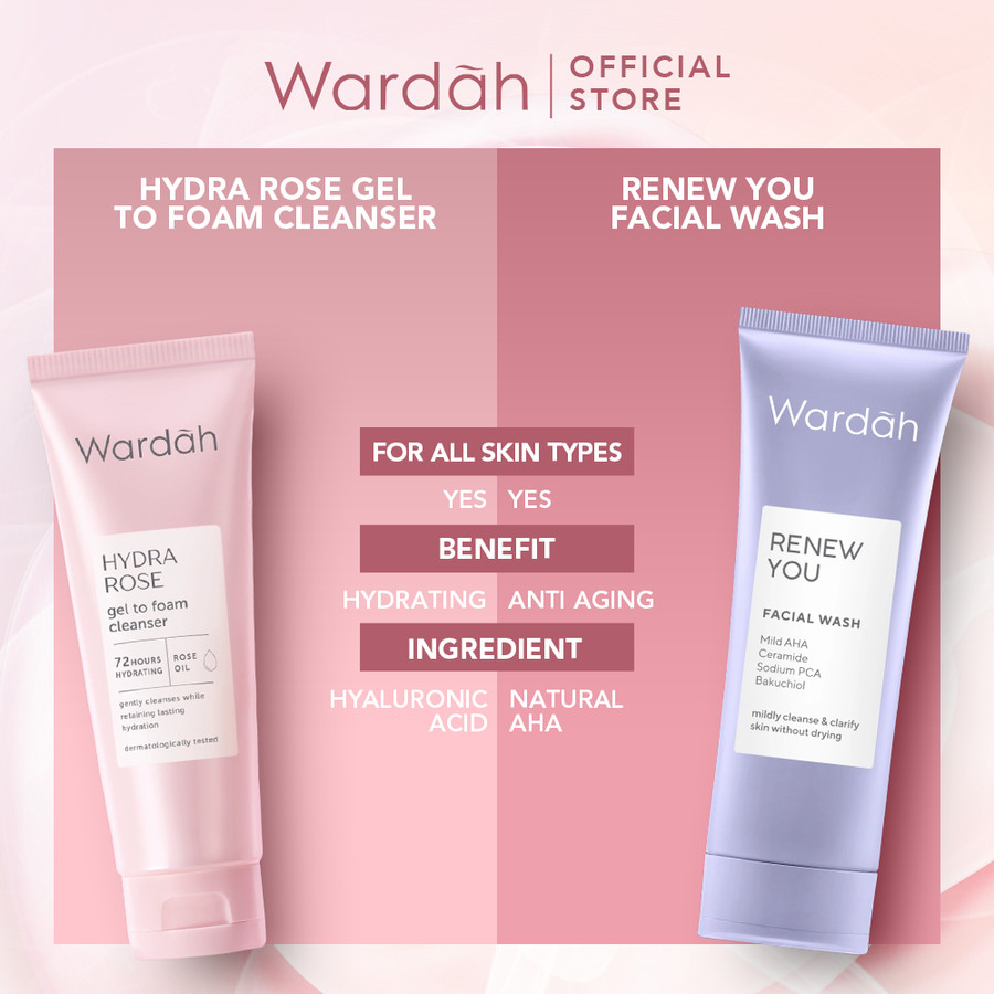 Wardah Hydra Rose Gel to Foaming Cleanser 100ml | Pembersih Wajah