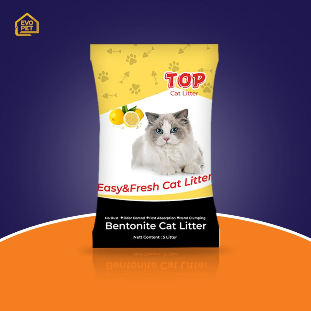 Pasir Kucing TOP Lemon 25L Bentonite Gumpal Dan Wangi