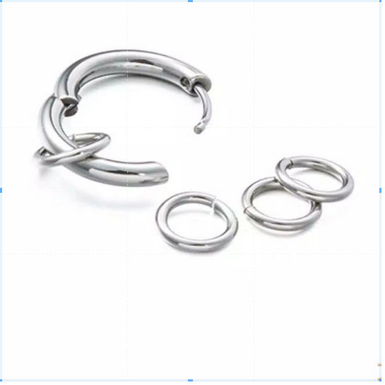 IP-R Anting Hoop Multi Ring Mewah untuk Pria / anting Hoop tindik dan jepit